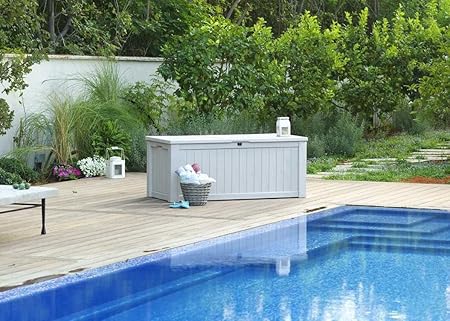 Keter Jumbo Deck Box Plastic Garden Storage Box White - 570 Liter Fassungsvermögen