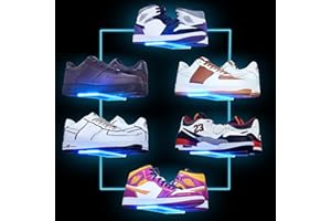 DILIBRA Set of 6 Floating Shoe Display Shelf with Lights, Glow Color Changing Clear Acrylic Shoe Shelf for Wall, Levitating Sneaker Shelves Wall Mount for Display Your Top Shoes Collection