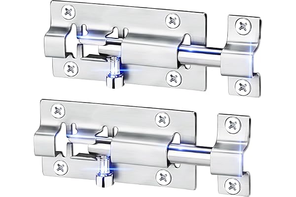 FATLODA 2 Pack Barrel Bolt Latch, 3 Inches Slide Latch Lock, Thickened Stainless Steel Sliding Locks for Door, Brushed Finish