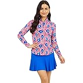 IBKUL Womens Rylee Print Long Sleeve Zip Mock Neck Pullover - 10193 - New