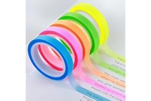 XINJODUZ 5Rolls Colored Transparent Tape 0.23inch X 16.4ft Clear Highlighter Tapes Removable Highlighter Strips Fluorescent Neon Transparent Tape for Students Teachers Reading Taking Notes at Class Home Office