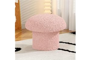 Cute Mushroom Ottoman Stool - Fuzzy Round Footrest for Living Room & Bedroom, Soft Comfortable Seat for FamilySoft Comfortabl