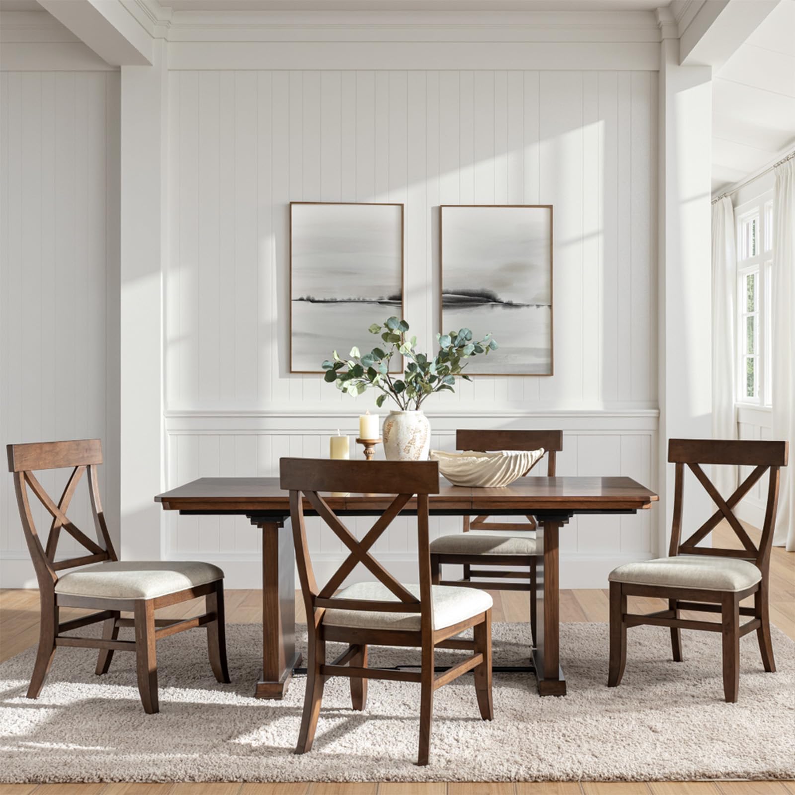 Photo 1 of TerraSafe Wood Dining Chairs Set of 4, Modern Farmhouse Kitchen Dining Room Chair, Upholstered Dinner Chair with Back Wood Legs for Restaura, Cofe and Hotel Walnut