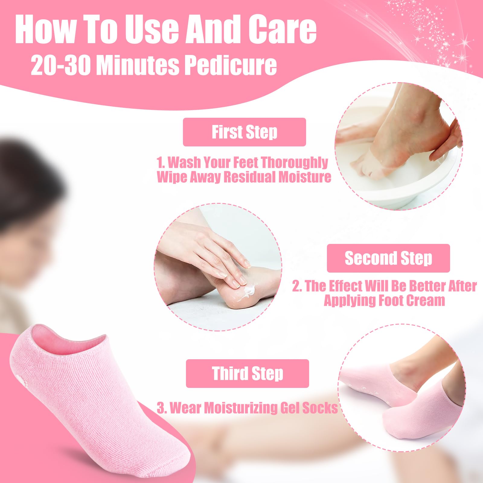 2Pairs Moisturizing Socks - Silicone Socks for Dry Cracked Feet Women - Gel Socks for Dry Cracked Feet Women - Lotion Socks for Repairing and Softening Dry Cracked Feet Skins