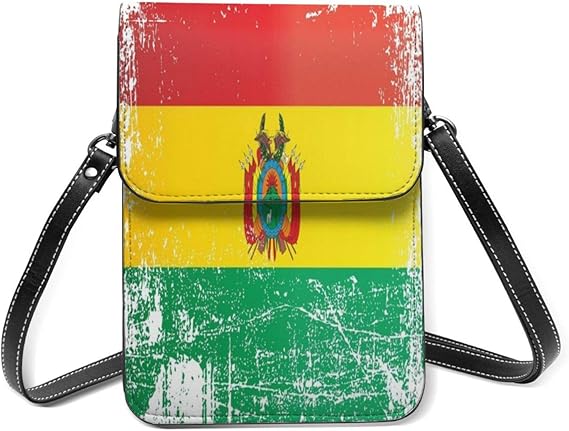Amazon スマホポーチ レディースショルダーバッグボリビアの旗 ボリビアの多国籍国家 しわのある汚れた斑点 デザイン ステッカー お土産に使用できます 財布斜めかけバッグ 多機能 小物入れ カワイイ キフト 13 5cmx19cm ショルダーバッグ