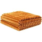 Fleece Throw Blanket for Couch, Soft Cozy Blanket, Cute Fleece Striped Throws for Girls Women Mom Decor Gifts (Coffee 40''x 70'')