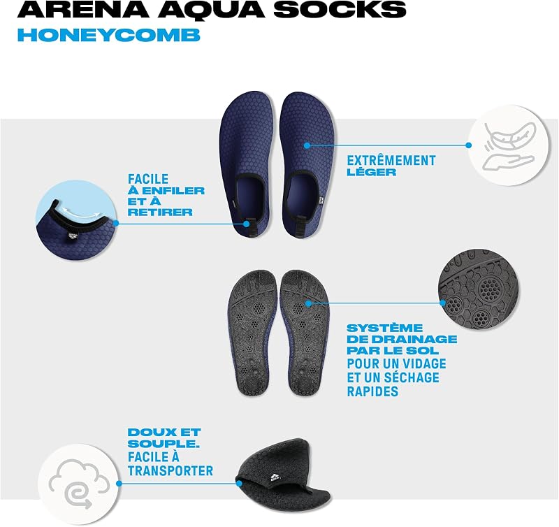Chaussettes Unisexes Aquatiques à Nid d'Abeille, Chaussettes de Bain pour Femmes et Hommes, Chaussettes Piscine pour Snorkeling/Aquagym, Excellente Adhérence Antidérapante et Séchage Rapide