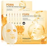 Wokatta 6 Pack Salmon PDRN Collagen Face Mask, Hydrating PDRN Sheet Masks | Barrier Support, Glass Glow Skin, Firming, Elasticity, Nourishing Milky Essence Facial Mask Skin Care, All Skin Types