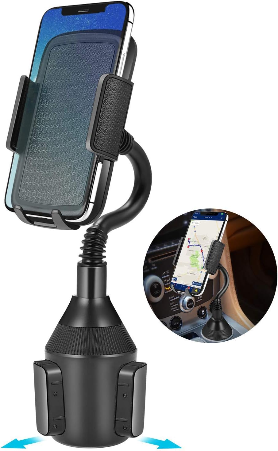 Car Cup Holder Phone Mount with a Longer Flexible Neck for