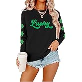 MYHALF St Patricks Day Sweatshirt Women Shamrock Long Sleeve Irish Festival Holiday Tee Short Sleeve Causal Top
