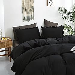 Luxlovery Black Ruffle Comforter Set California