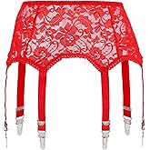 Lace Garter Belt/Sexy Mesh Suspender with 6 Vintage Strap Metal Clip for Women Stocking/Lingerie (Garter Belt Sold Only)