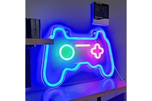 SOLIDEE Led Dimmable Neon Signs Wall Decorations For Living Room|Bedroom Gamepad Controller Shape Lights Game Room Decor Accessories Cool Teen Boys|Girls|Kids Gamer Gifts