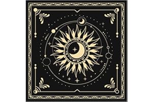 BOXOB Altar Cloth, 18.31x18.31in Delicate Square Sun Moon Alter Cloths Witchcraft Spiritual Tarot Mat Tablecloth Divination Tools and Accessories Perfect Divination Ritual Supplies