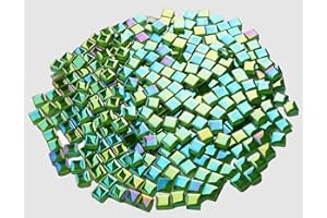 CHICSHIS 335PCS Lush Green Iridescent Mosaic Tiles, 300G Small Glass Perfect for DIY Crafts and Home Decoration, Ideal for Creative Art Projects, Great for Artists and Mosaic Lovers