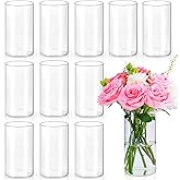 12pcs Glass Cylinder Vases for Centerpieces | 6 Inch Tall Flower Vase for Wedding Decorations, Clear Floating Candle Vases in