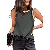 Dokotoo Womens Tank Tops Dressy Casual Blouses Ladies Round Neck Solid Basic Sleeveless 2026 Summer Tops Resort Wear Loose Fit Solid Cami Shirts Cute Tunic Tops Gray X-Large