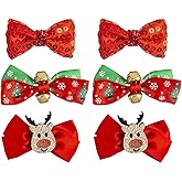 Cute Hair Clips Set for Girls - 6 Pcs Alligator Clips Bows Barrettes Holiday Hair Pins,Ideal Hair Accessories Set,Perfect Gifts for Baby,Toddlers(Christmas-A)