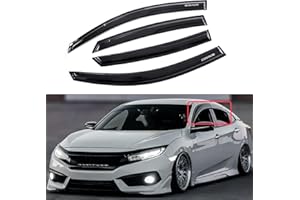 Quxunzzz Rain Guards Side Window Visor Vent Outside Mount, 4PCS Fits 2016 2017 2018 2019 2020 2021 Honda Civic 4 Door Sedan M