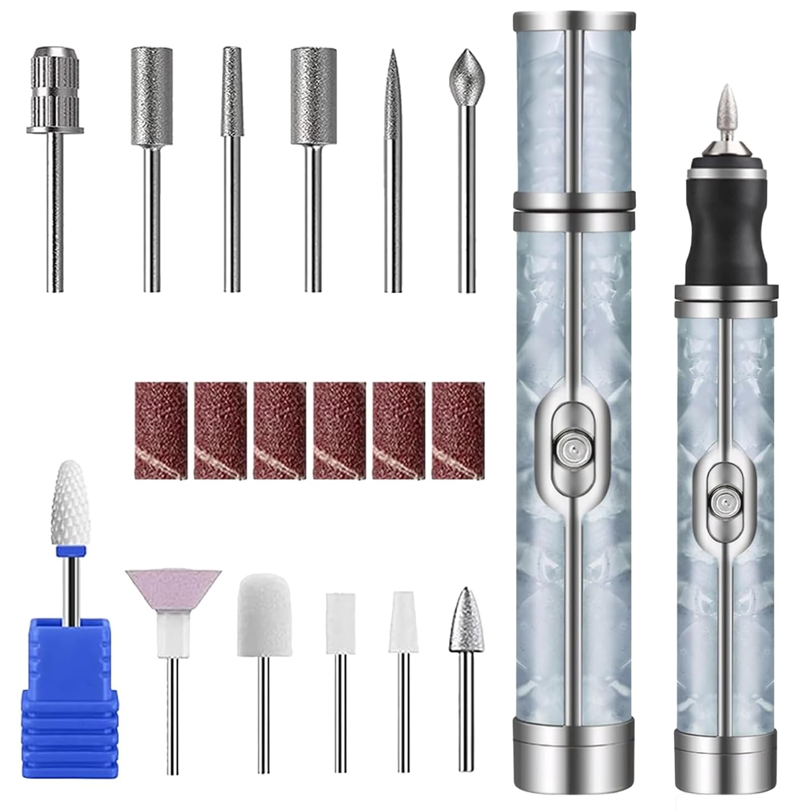 Bettinay 4 Speeds Nail Grinder for Thick Toenails Set, Electric Nail File for Various Nails and Shapes (18 Grinding Heads)