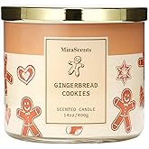 Gingerbread Candle, Christmas Candles, Christmas Gingerbread Cookie Scented Candles with Large 3 Wicks, Xmas Candle Gift, 14oz