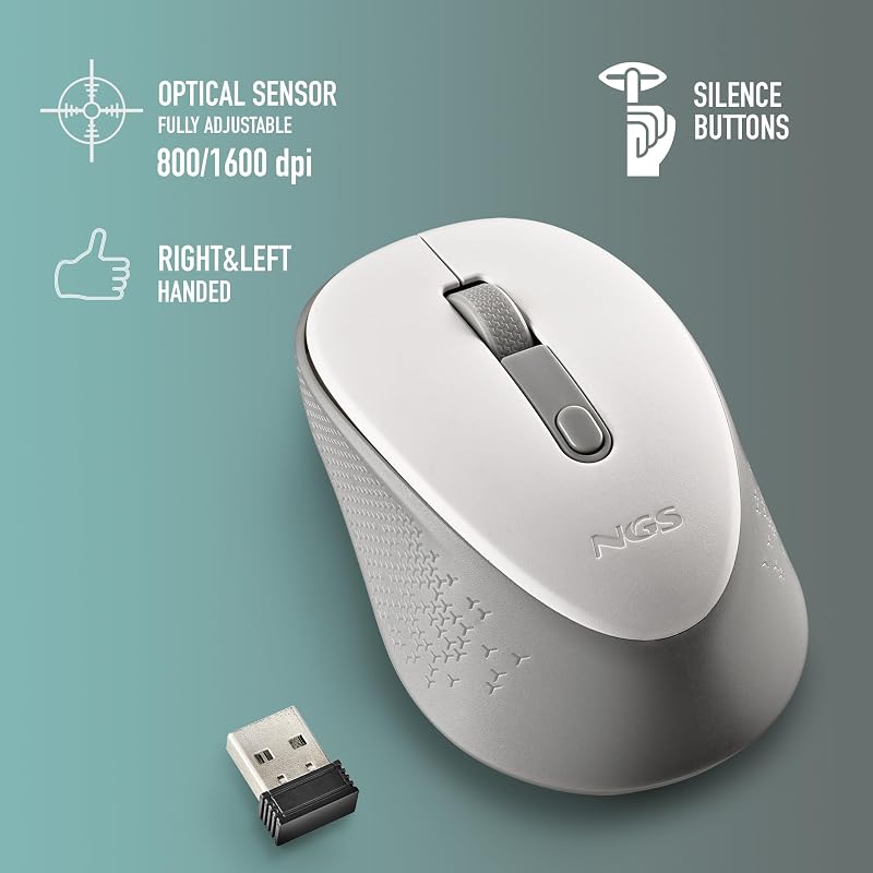 Dew White - Ratón Inalámbrico Silencioso Ergonómico, Blanco
