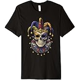 Sugar Skull Carnival Mask Jester Hat Mardi Gras 2025 Men Boy Premium T-Shirt