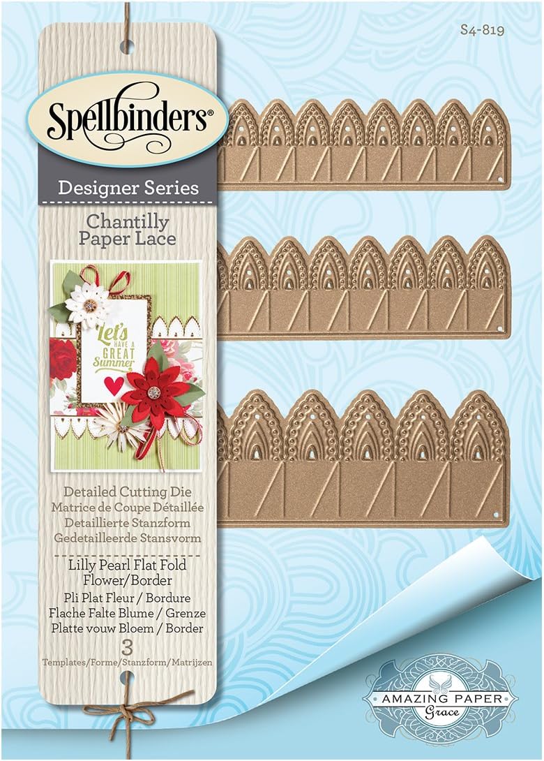 Spellbinders Lilly Pearl Flat Fold Flower/Border Shapeabilities Die, Metal, Brown, 19.5 x 12.4 x 0.2 cm - Image 4