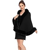 ZLYC Women Winter Faux Fur Shawl Stole Warm Wrap Cape