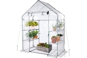 KOKSRY Mini Greenhouse,Greenhouses for Outdoors,Portable Walk in Green House for Garden Plants That Need Frost Protection and Away from Pests, Animals(56"x30"x76")-White