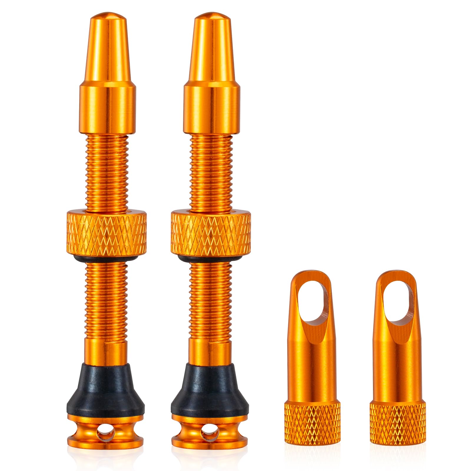 HZJD 2PCS Bike Tubeless Presta Valve Stem, Orange, Integrated Core Removal Tool(44 mm)