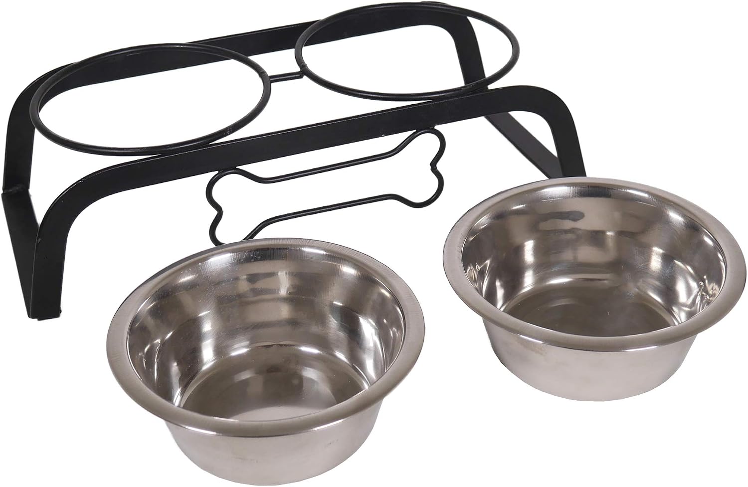 Rosewood Raised Dog Bowl for Medium and Large Dogs with a Sturdy Iron Elevated Stand and Two Stainless Steel Water and Food Bowls - Image 4