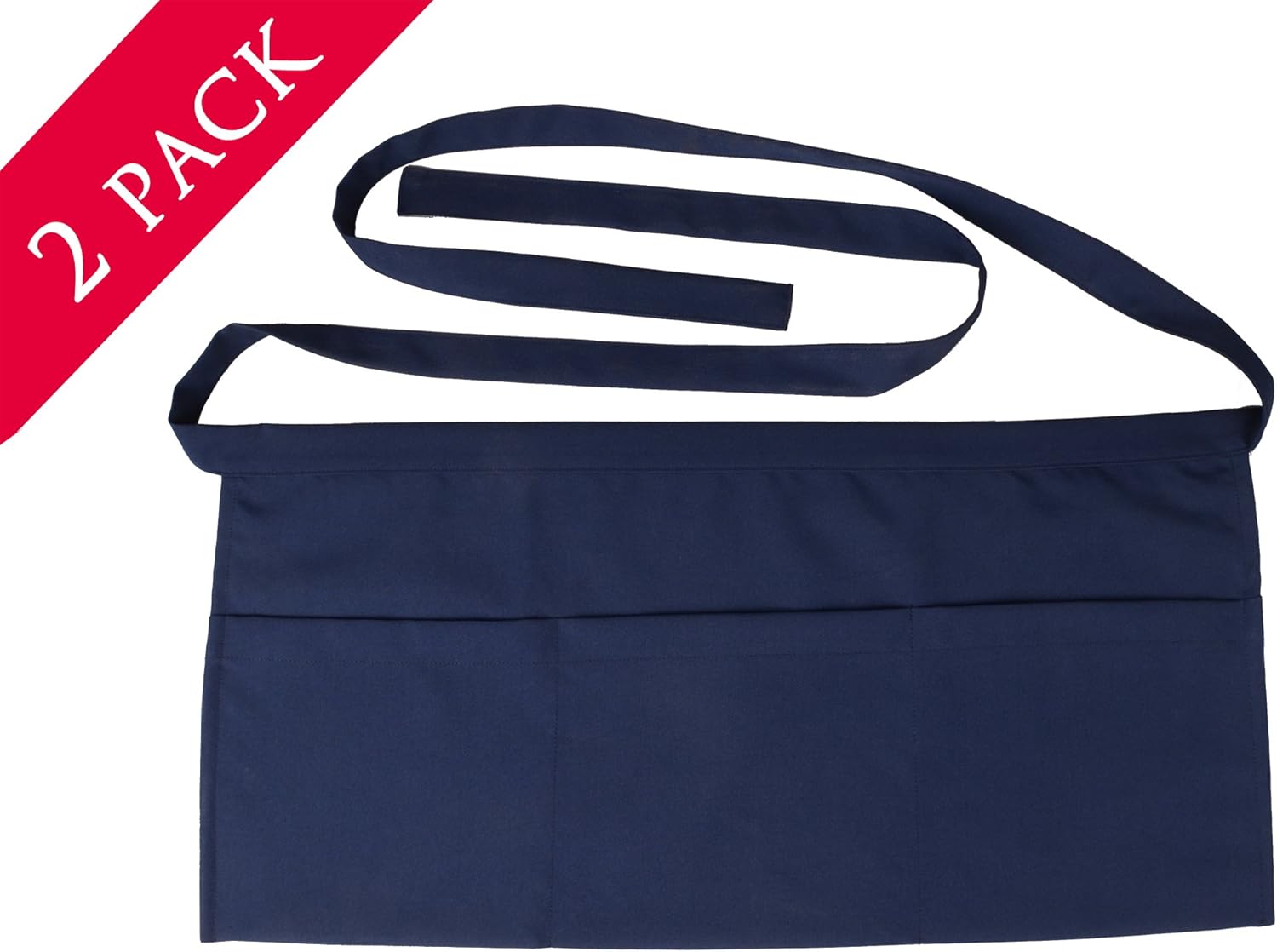 SEW UR LIFE Waterdrop Resistant 3 Big Pockets Navy Waist Apron (2 Set) Kitchen Restaurant Bistro Cafe Bar Pub Cake Shop Bakery Unisex Half Aprons for Chef, Baker, Servers, Waitress, Waiter: Home & Kitchen