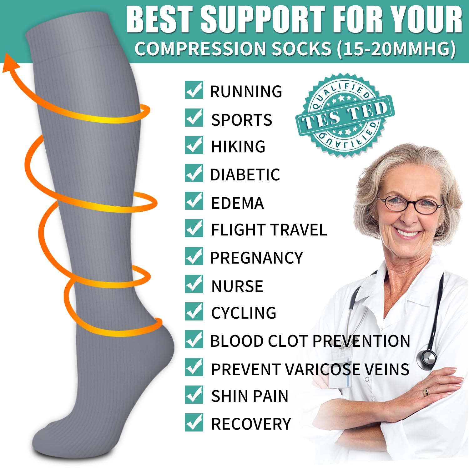 Laite Hebe 3 Pack Compression Sock-Compression Sock For Women and Men Circulation -Best for Running,Athletic Sports