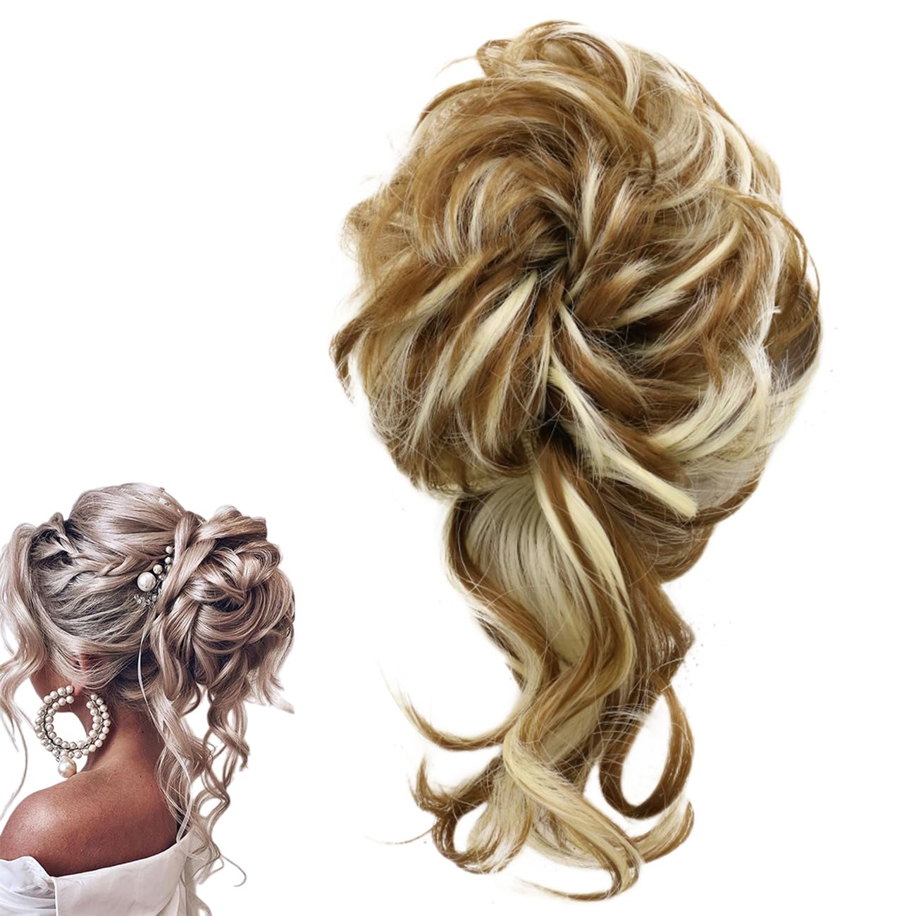 prinfantasy Hair Extensions Hairpiece Scrunchy Updo Hairstyle Wavy Messy Bun Ponytail Hair Extensions Buns GBFQ008