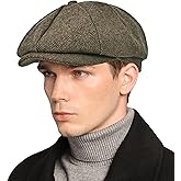 Mens Newsboy Cap High Woolen Tweed Gatsby Hat Ivy Cabbie Flat Golf Cap for Fathers Women Unisex