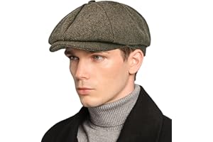 DSIA ZAMUR Mens Newsboy Cap High Woolen Tweed Gatsby Hat Ivy Cabbie Flat Golf Cap for Fathers Women Unisex