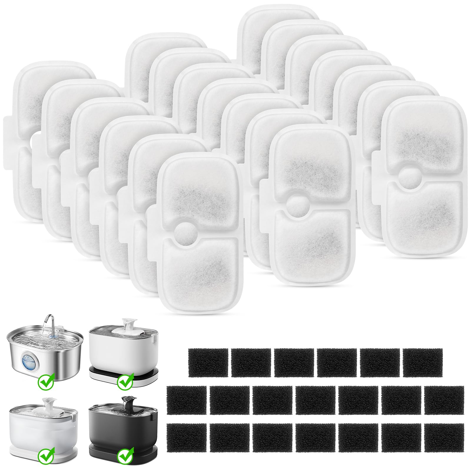 Photo 1 of 20+20 Pack Cat Water Fountain Filters, Pet Water Fountain Filters Replacement for Dog/Cat Stainless Steel Fountain PLWF005/PLWF115/PLWF105, 10 Months Set to Keep Drinking Fresh