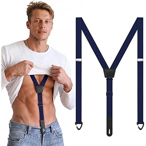 Sintege Men's Hidden Suspenders for Under Shirt Jeans Y | Adjustable Elastic Fit, Secure Buttonhole Closure, Belt Alternative