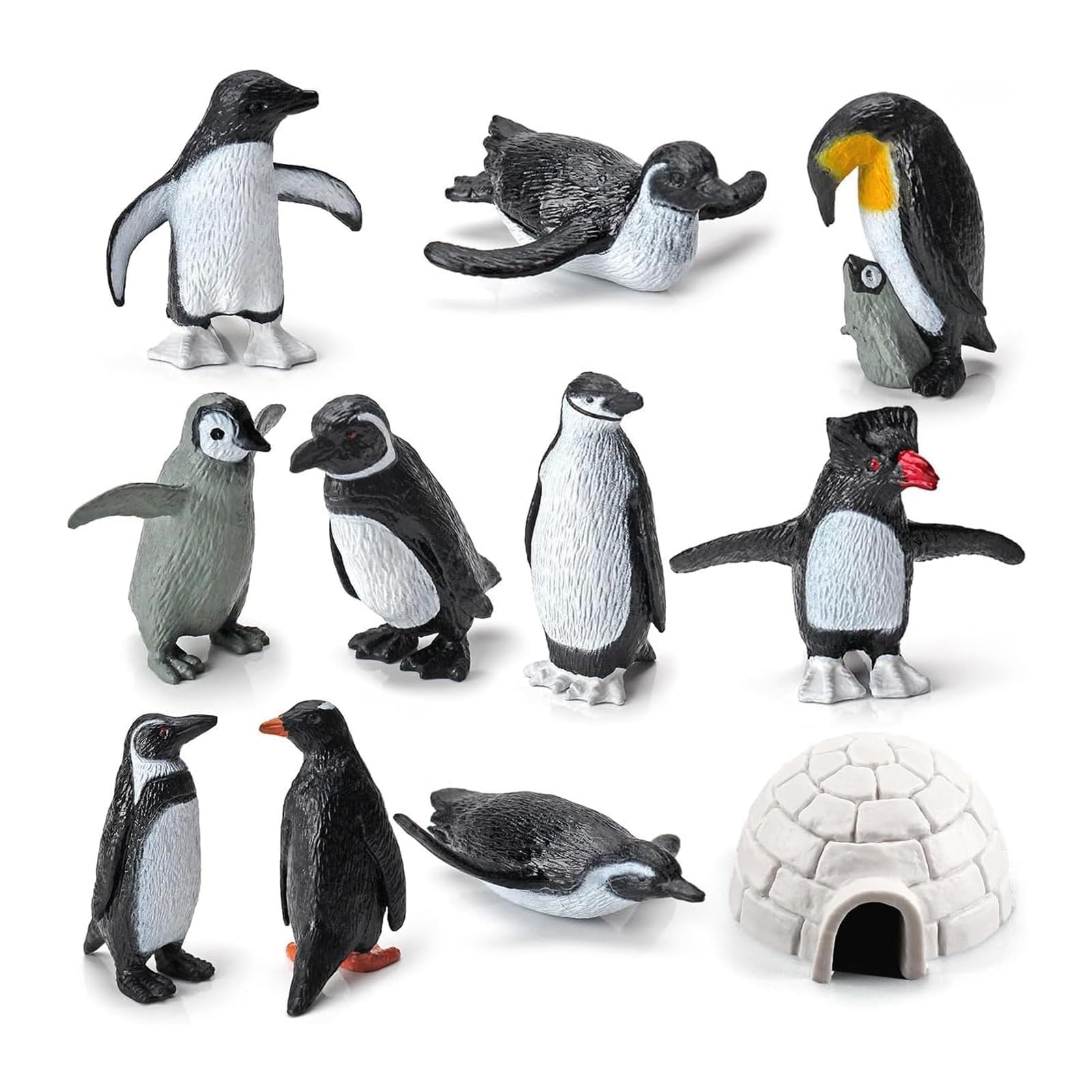 XoeLLe 11 Pieces Penguin Arctic Animals Figures Penguin Gifts Realistic Winter Animals for Early Educational Birthday Cupcake Topper Gift Creative Play Holiday Decorations