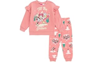Disney Girls Fleece Sweatshirt and Jogger Pants Outfit Set Newborn to Big Kid Sizes (Newborn - 14-16)