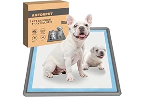 AUFORPET Puppy Pee Pad Holder Tray for Dogs, Thicker Silicone Pet Pee Mat for 22" x 22" Disposable Pads, Reusable, High Edge, Leak-Proof Toilet Mat for Potty, Doggy Baby, Cat, Rabbit Pets