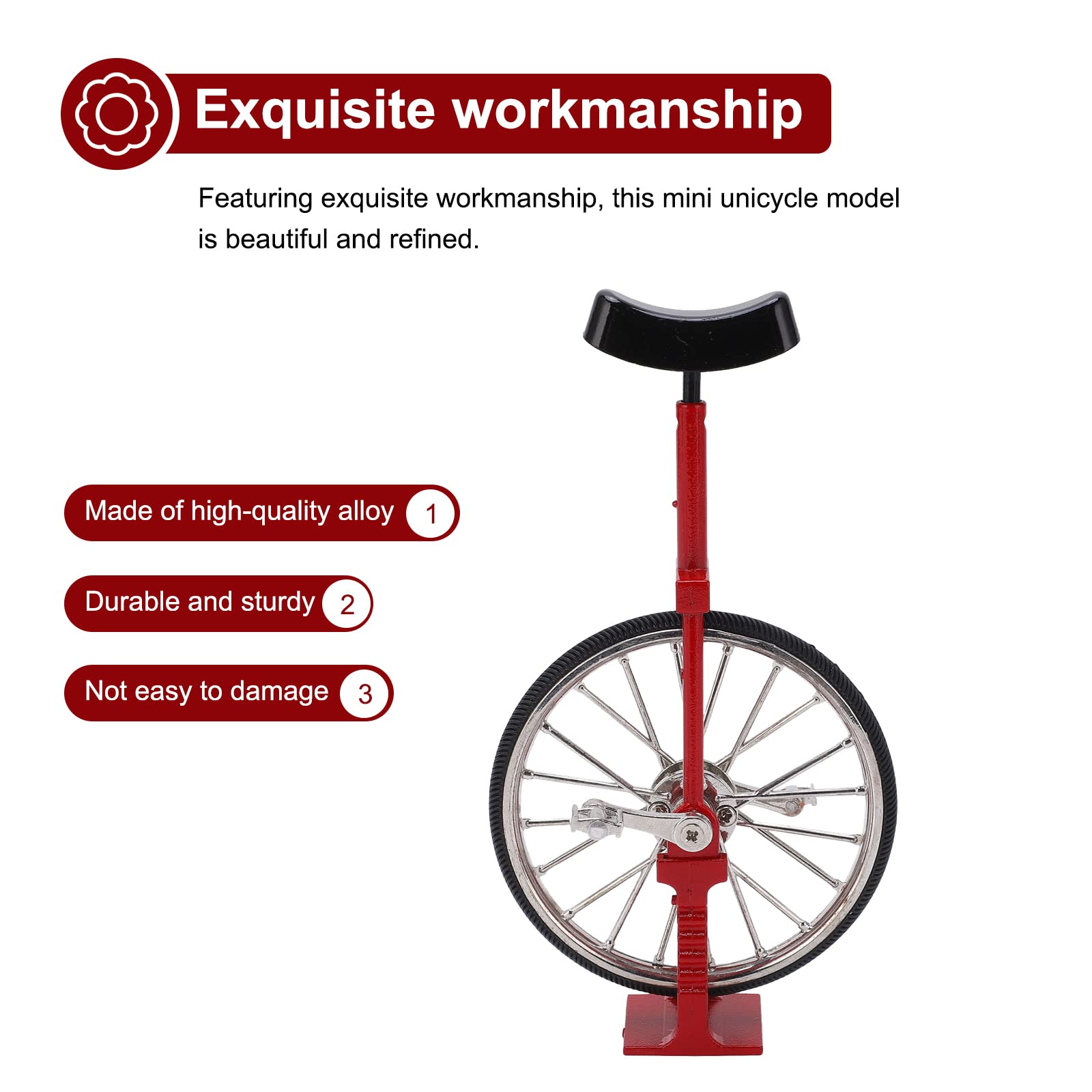 Mini Finger Bike Model, Exquisite Simulated Unicycle Ornament, AlloyTextured Single Wheel Unicycle Ornament Toy
