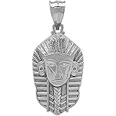 Charm America - Silver Egyptian Pharaoh Pendant Necklace - 925 Sterling Silver - Silver Adjustable Necklace 16” - 18”