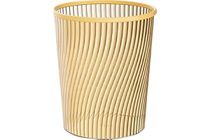 Gold Bathroom Trash Can – Vertical Light Translucent Wastebasket, Large Capacity 11.5L Textured Trash Can for Bathroom, Offic