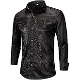 Cloudstyle Mens Paisley Shirt Long Sleeve Dress Shirt Button Down Casual Slim Fit