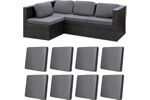BIETYONE 8Pcs Gray Patio Stretch Cushion Replacement - Outdoor Couch Covers, Slipcovers for Sofa, Washable Furniture Cover Only