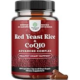 Red Yeast Rice with CoQ10 Supplement - Healthy Heart Support - 120 Ct | Red Yeast Rice 1200 mg - Advanced Complex for Cellular Energy &amp; Antioxidant Support - GMP - Third Party Tested - 60 Servings