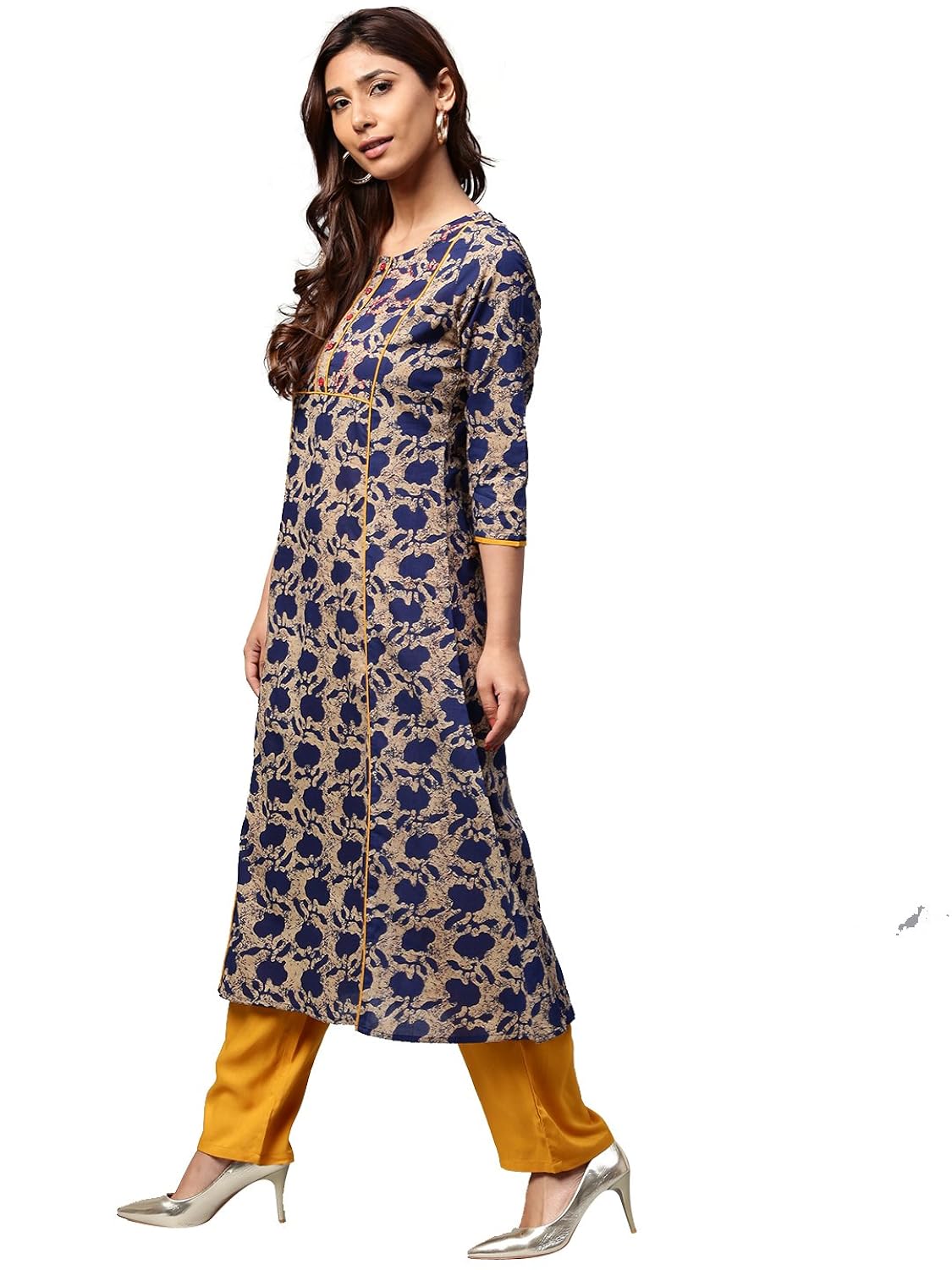 jaipur kurti women's viscose a-line embroidered kurta and palazzo