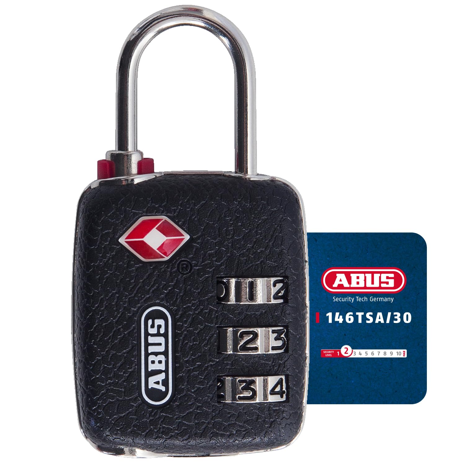 ABUS TSA lock 146TSA/30 - Luggage lock in leather look with 3-digit numerical code - for suitcases, bags, rucksacks